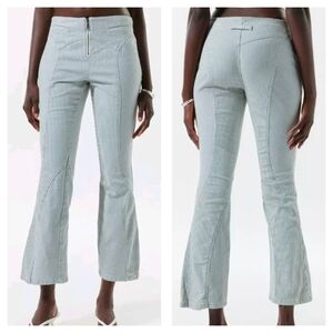 UO Silence & Noise Toni Moto Flare Railroad Stripe Cropped Jeans, Zip Front, EUC